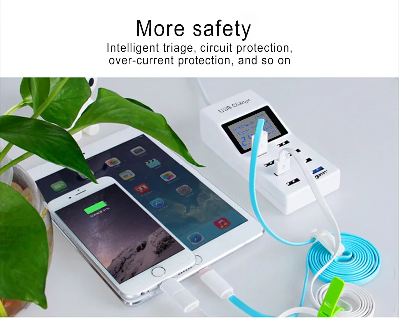 QC 3.0 Smart Charger Dock Station Charging Station Hub with LED Current Display Mobile Phone Charger(15)