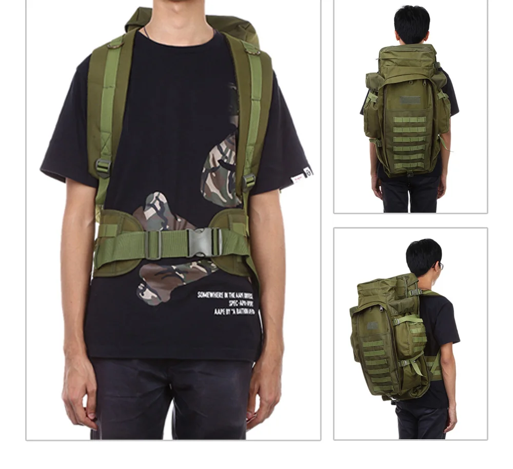 Outlife 60L Outdoor Military Backpack Pack Rucksack for Hunting Shooting Camping Trekking Hiking Traveling