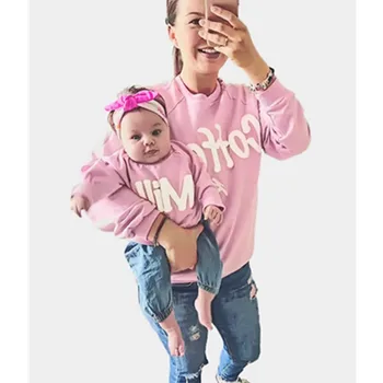 

Milk Coffee mum Mommy and Me Clothes 2018 Winter Halloween Christmas Family Sweaters Love Sweatshirts Pink Sisters Outfits