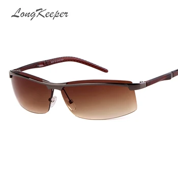 

LongKeeper UNISEX Rimless Sunglasses Men Women Vintage Metal Semi Frame Rectangular High Quality Sun Glasses Shades 024