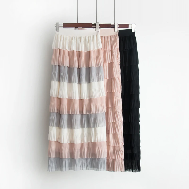 

2018 spring and summer new female nine Layer flounced skirt women's sweet princess skirt cake skirt fluffy skirts