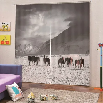 

3D Digital Print Horse Modern blackout curtains for living room bedroom window cloth cortains Home Decor Draps AP19