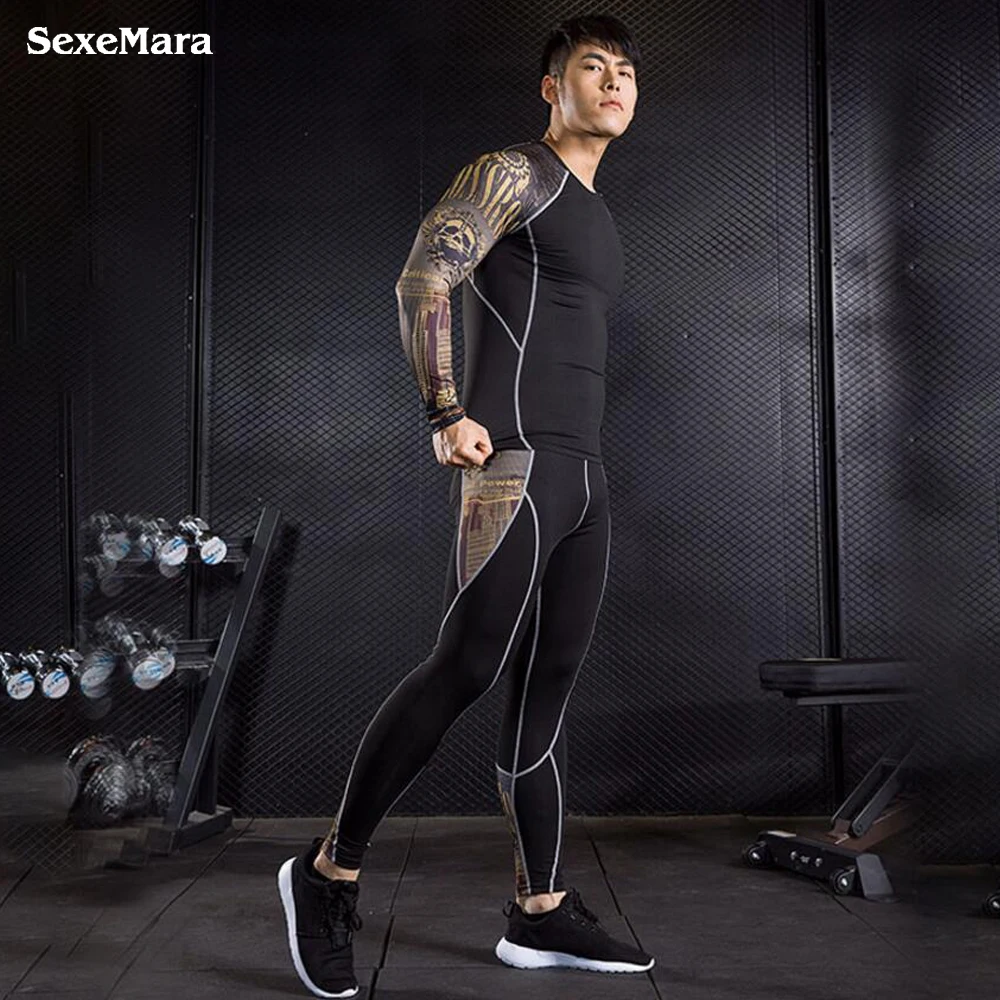 

Men's Sport Yoga suit Compression workout jogging Sports clothing Tracksuit Dry Fit Female Fitness Sportswear Gym Running Set