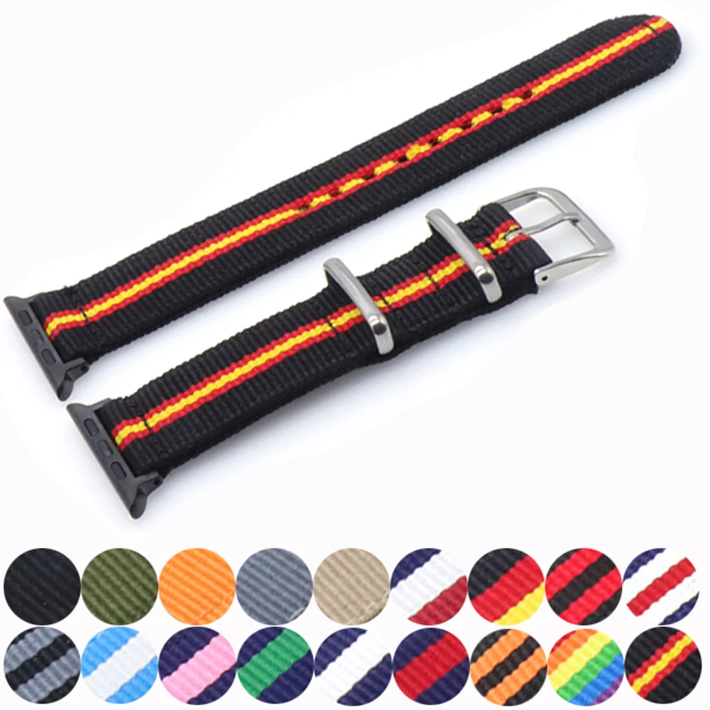 

Nato Nylon Watchband for iWatch 4 3 2 1 for Apple Watch Band 38mm 40mm Watch Strap 42mm 44mm Rainbow Wrist Bracelet