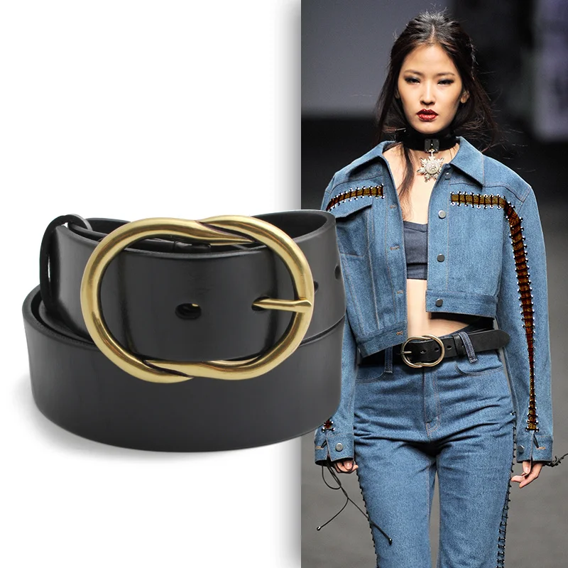 

Cowskin Genuine Leather Belt Alloy Buckle Black Belt Women Fashion Jeans Dress Belts Jc2968