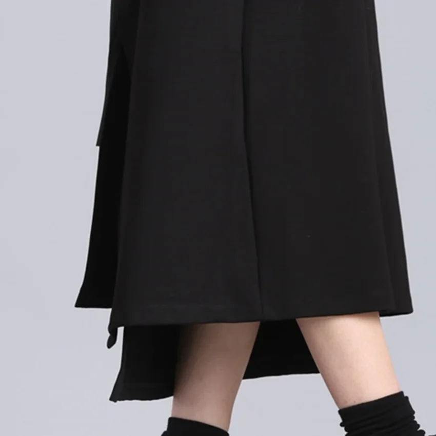 Индивидуальный карман, альтернативный дизайн, юбки с высокой талией, Женская зимняя новая длинная юбка с разрезом, двойной размер, большая нестандартная юбка, Vestid