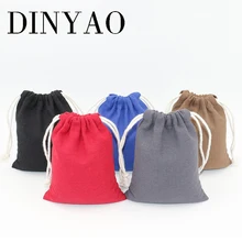 5 шт. 12.5*16.5 см mutil-цвет Джут Лен drawstring упаковка Подарочная сумка логотип печатных мешок ювелирных изделий