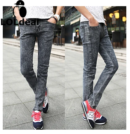Men s autumn dark grey male slim jeans skinny pencil pants jeans men robin jeans homme