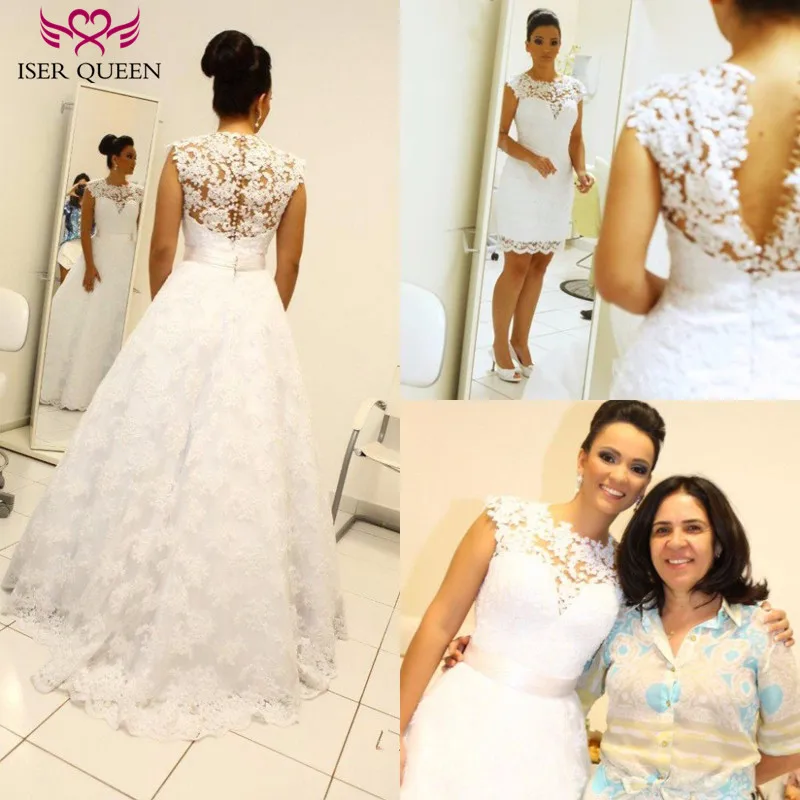 

Vintage Two in one Design A line Plus size Wedding Dresses New Sleeveless Embroidery Appliques Wedding Dress Bridal Gown