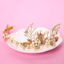 TUANMING Hot Fashion Pearl Jewelry Hair Accessories For Women Headband Flower Tiara Top Quality Headpiece Hair Clip Hairband