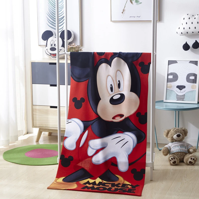Disney Mickey Mouse Children bath towel cotton cartoon Frozen Elsa Spiderman Sofia Kids Boy girl Soft large beach towel 70x140