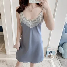 Sexy Women Silky Sleep Robe Strap Top Sleepwear Nightdress Lady Home Wear Nightgown Bath Gown Sleepshirts Bathrobe M-XL