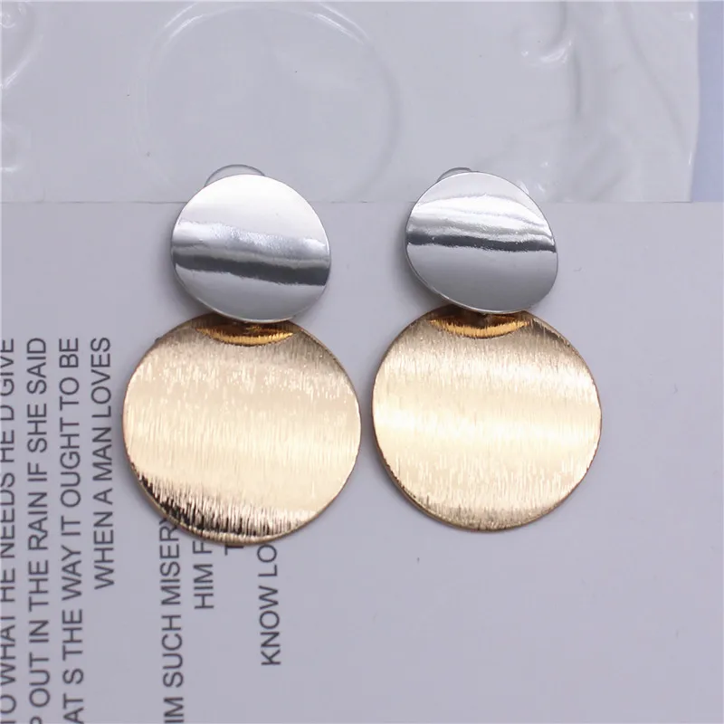 

2018 new fashion brand jewelry simple round Brushed metal earrings geometry Hit color earring for women gift for Christmas gift