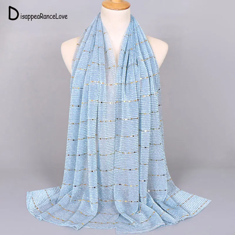 

Magic filament Sequin Muslim Women Hijabs Shimmer Shawl Hijabs Wrinkles Islamic Wedding Veil Scarves Head Cover
