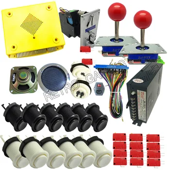 

DIY jamma arcade cabinet game kit 999 in 1 Multigame PCB Board with 8 way joystick Happ Buttons Power Supply 28P JAMMA Loom