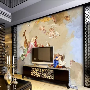 

Custom wallpaper mural little angel Europe and America background wall decoration