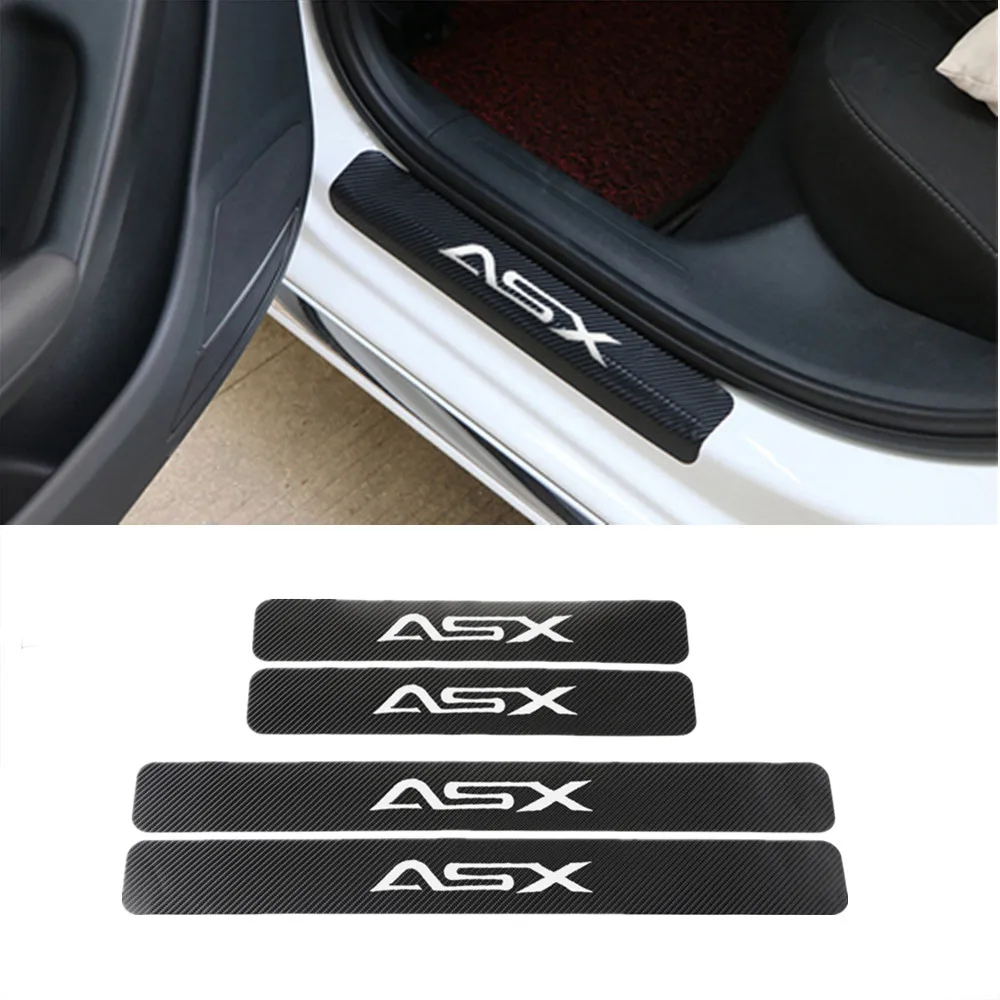 

Accessories Door Sill Scuff Plate Guards Carbon Fiber Protector Stickers For Mitsubishi ASX Accessories Car Styling