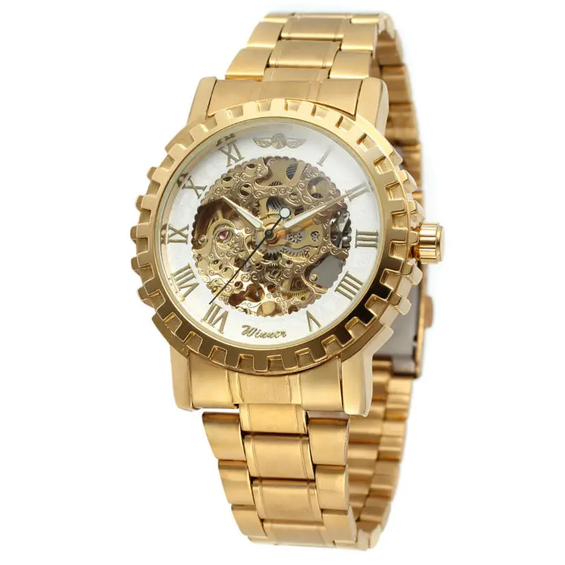 Gold Big Roman Number Watches Men Fashion Men's watch Automatic