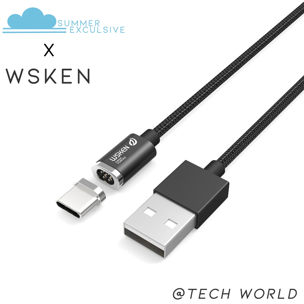 

WSKEN X-Cable Mini 2 Type-C Metal Magnetic Charging Cable Charge & Transfer Data Cord Intelligent Data Sync for Huawei Xiaomi