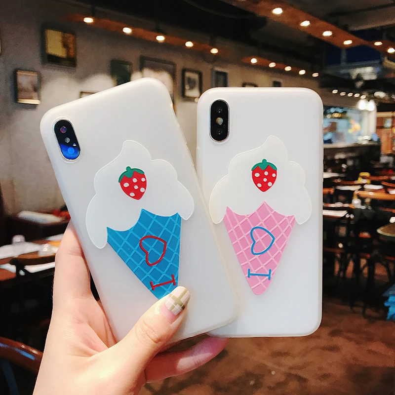 

3D Relief Frosted Soft Silicone High Quality Phone Cases Cute I Love strawberry Style for iPhone XS X XR Max 8 7 6 6S Plus 5