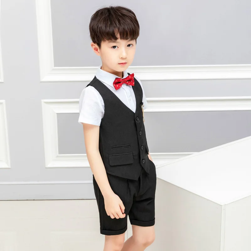

LUOBOBEIBEI Baby Boy Black Shorts Clothing Sets Children Costume Summer Suit For Kids 3 Pieces Graduate Suit School Set Clothes