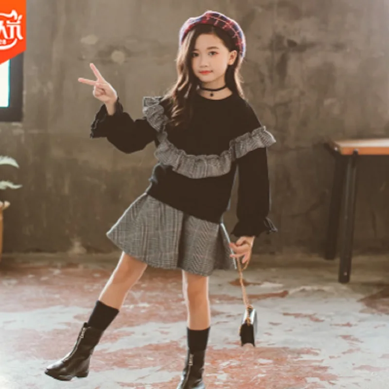 

Girls Dress Clothing Set 2019 New Summer/Spring Kids Clothes Sets Children Chest lace Skirt Cute Suits 2 Piece Size4-14 ly237