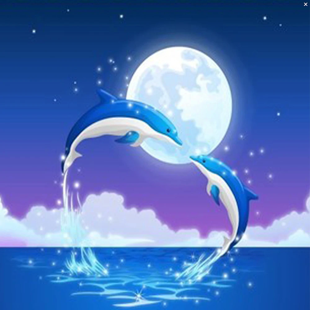 

LI LOYE 5D Full Diamond Embroidery Wall Moon dolphins DIY Diamond Painting Cross Stitch Diamond Mosaic Rhinestones Arts RT374
