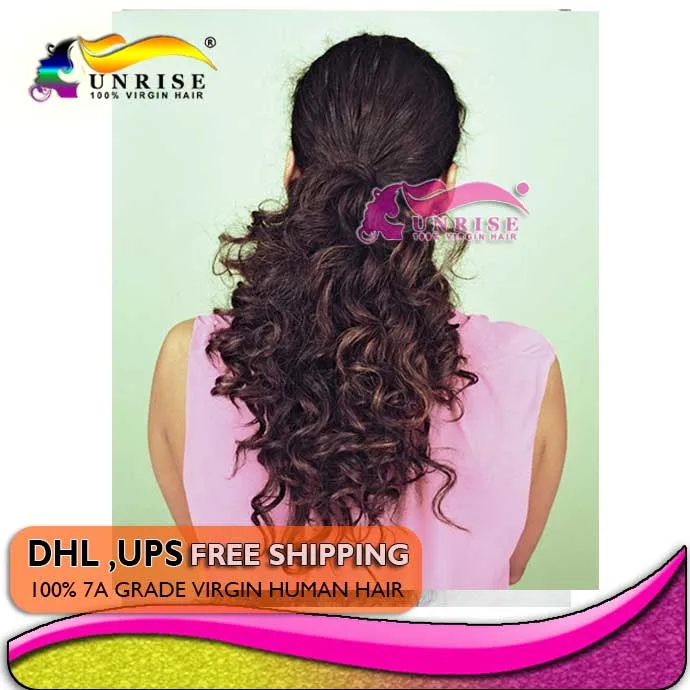 

African american Clip in  curly virgin mongolian hair drawstring ponytail hair extensions 120g or 100g