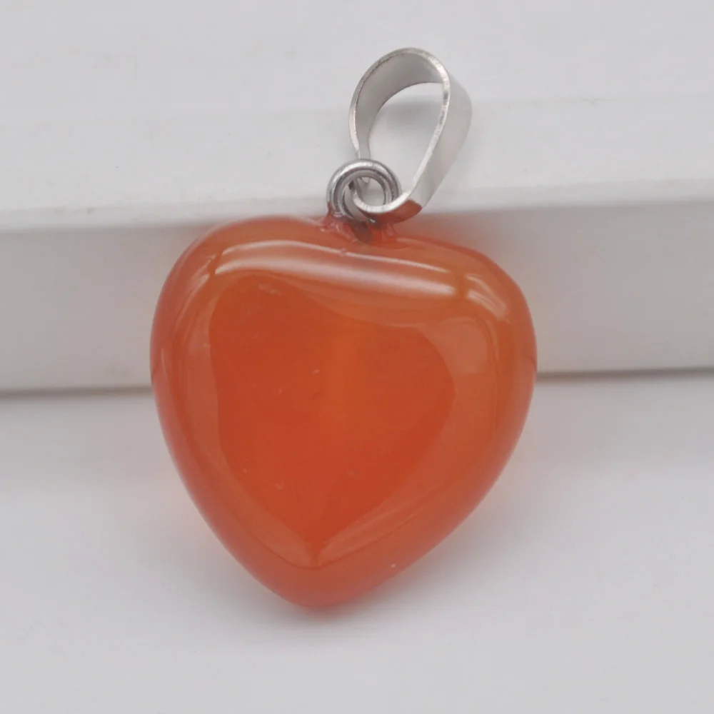 

Orange Carnelian Stone Heart Pendant Lucky Jewelry For Woman Gift S3025