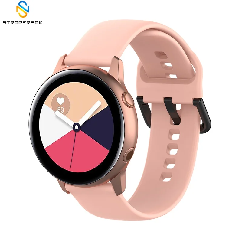 Ремешок силиконовый для Samsung Galaxy Watch Active классический спортивный черный браслет с