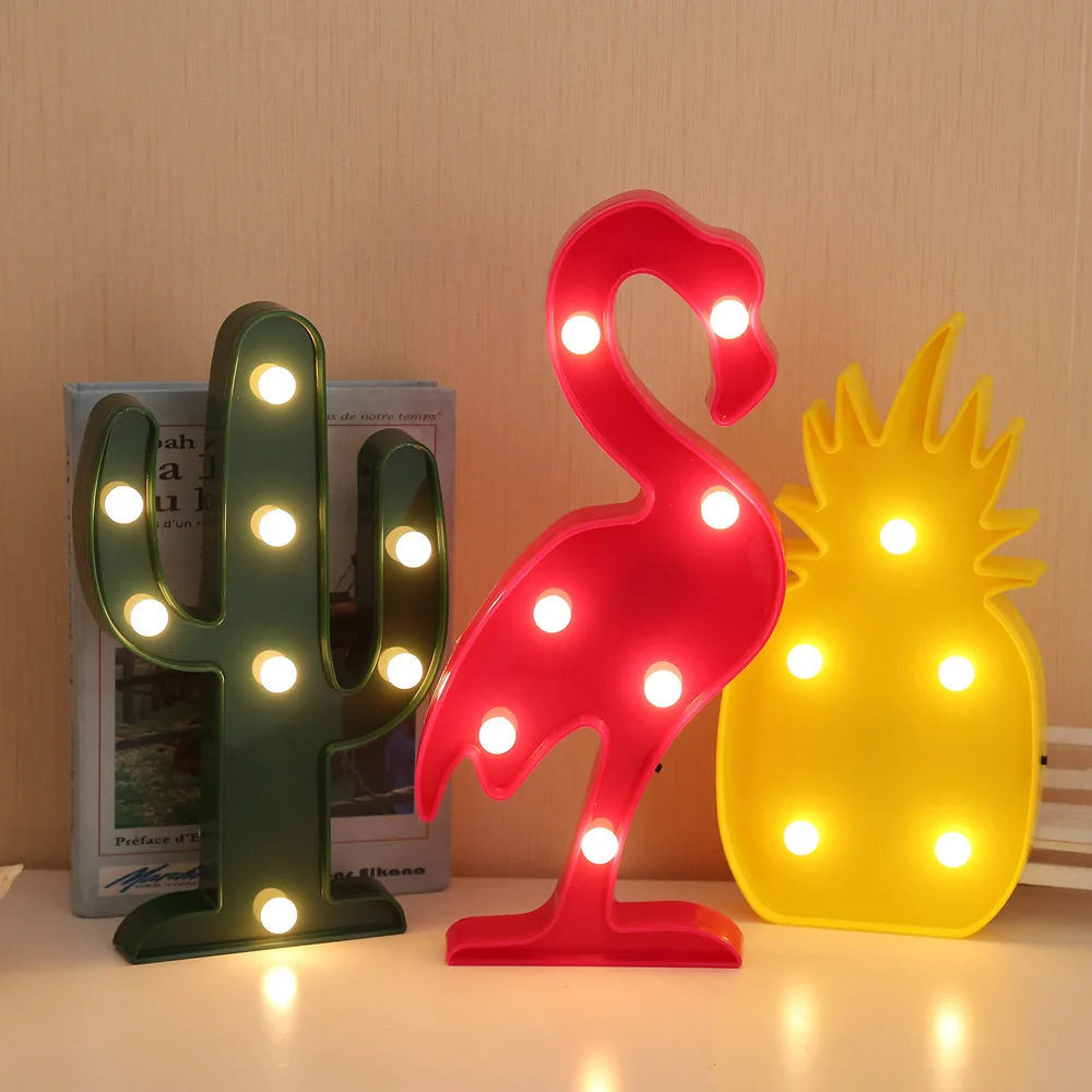 Fairy Lights Flamingo Pineapple Moon Lamp LED Battery Box Children's Night Light Table Luminaria Led Lamp.q |