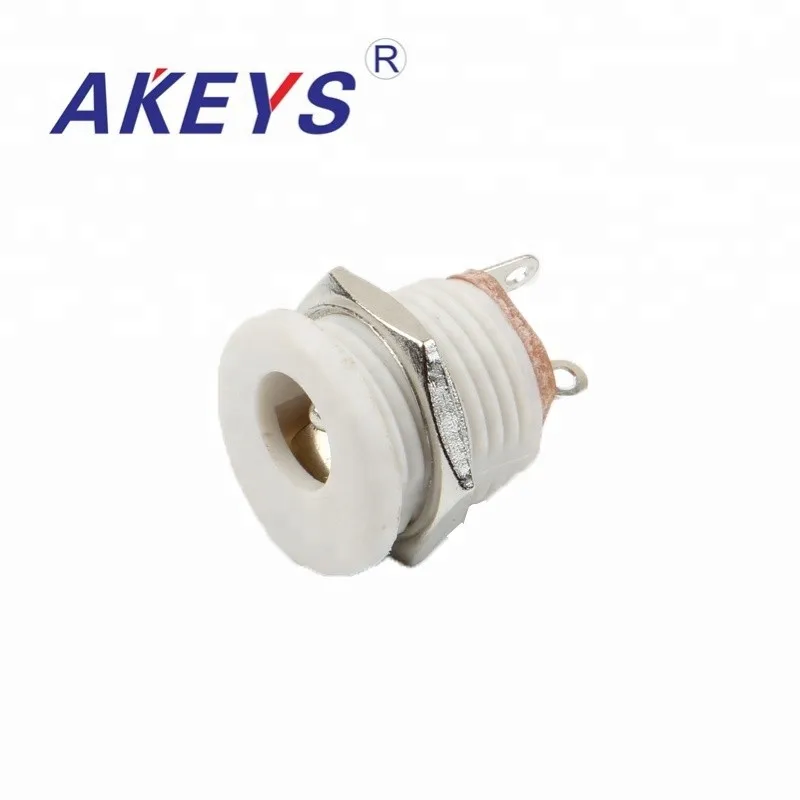 

DC-022M white 5.5*2.1MM round DC power socket jack pcb Mount DC jack with screw nut
