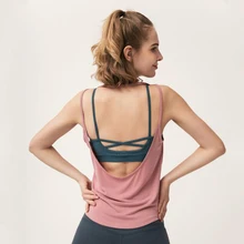 Лето г. u-образная спинки майка без рукавов для йоги жилет для женщин быстросохнущая Сексуальный Топ Спортивная футболка одежда Топ фитнес для женщин тренажерный зал