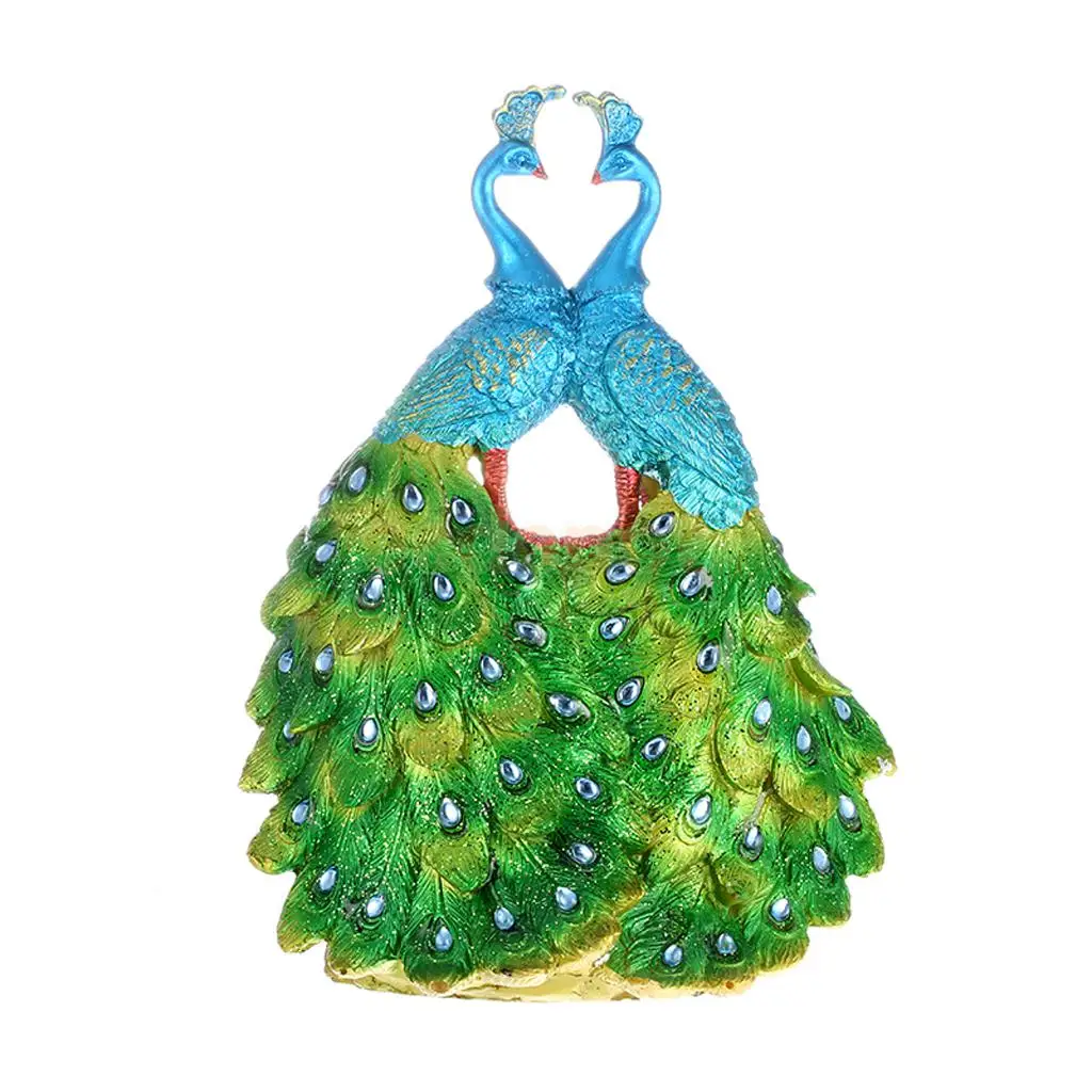 

Colorful Resin Peacock Shaped Gorgeous Glitter Feather Dance Figurine Art Decor Display Ornaments Statue for Home Wedding Decor