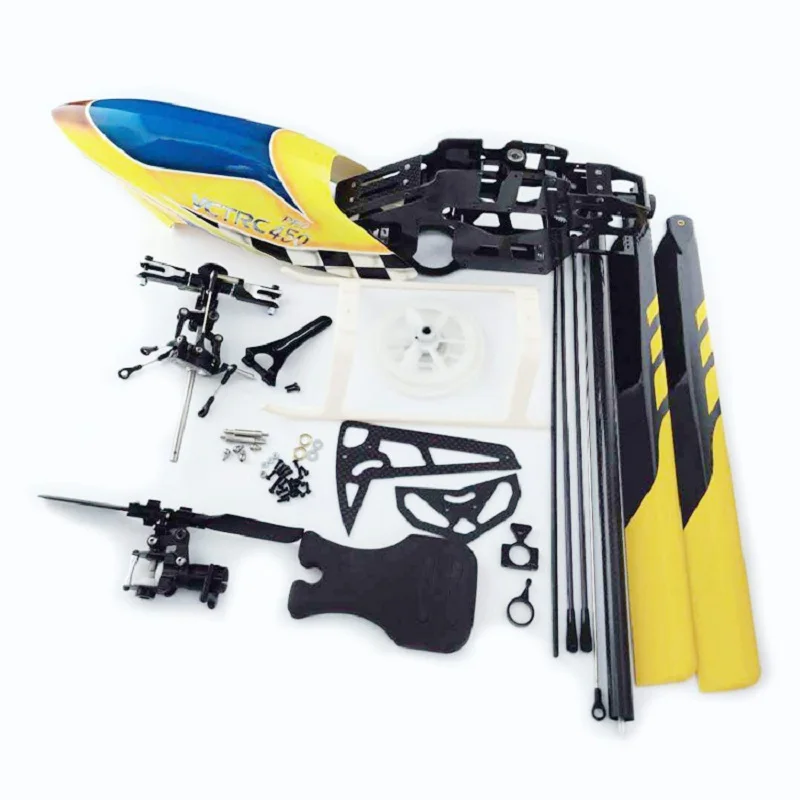 

6CH 3D RC 450 DFC Helicopter Kit with Flybarless rotor head Torque Tube tail Carbon Fiber Frame Fits Align Trex 450 helicopter
