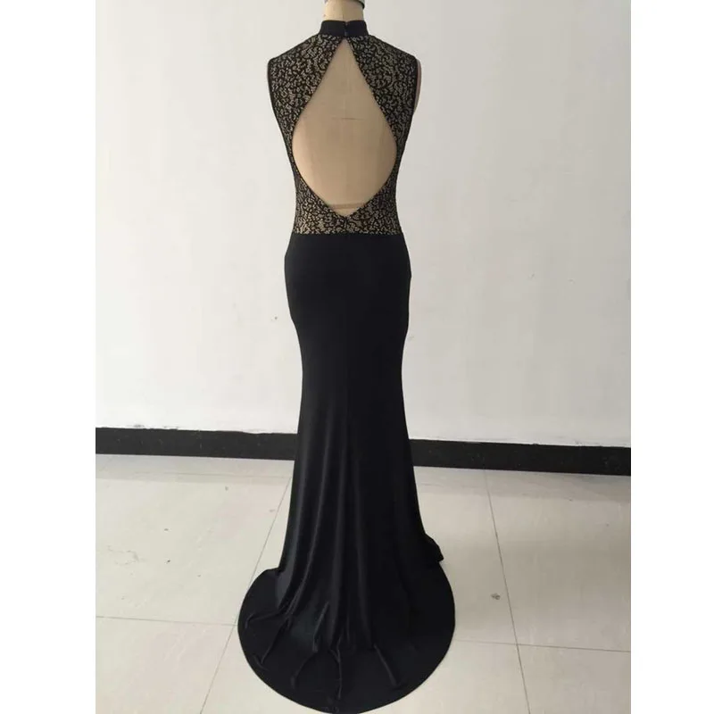 turtleneck backless dress