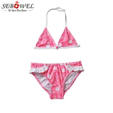 SEBOWEL для девочек цветочный купальник бикини с хомутом Новые Детские высокая эластичность купальник из двух частей для малышей и детей постарше отдельные ванный комплект