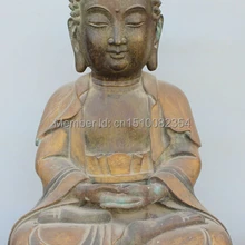 2" Старый Тибет Буддизм Храм Бронзовый Шакьямуни Татхагата Амитабха Статуя Будды