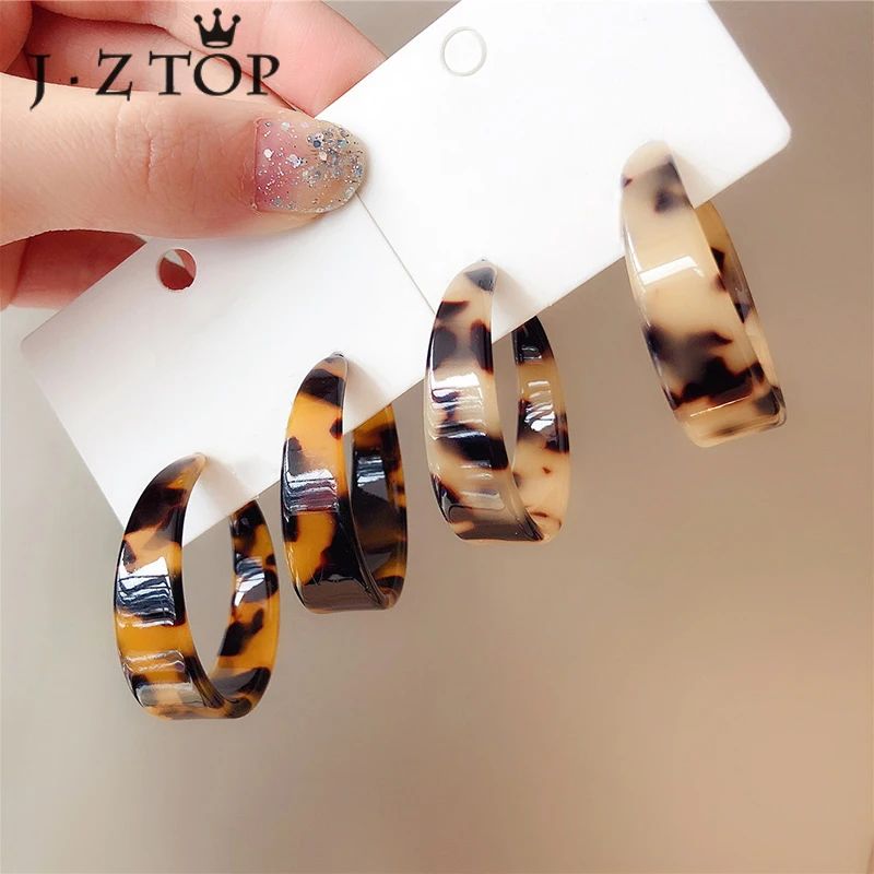 

Jztop Vintage Sexy Leopard Acrylic Hoop Earrings For Woman Fashion Punk Round Geometric Earring Statement Jewelry Pendientes
