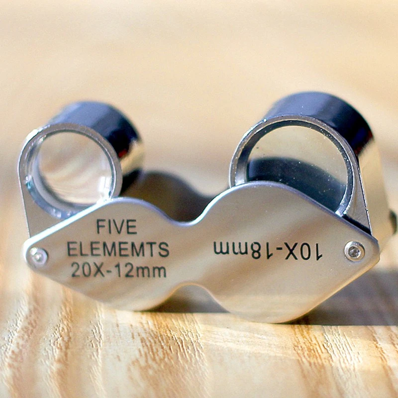 Wholesale 10x 20x Double Lens Folding Jewelry Magnifying Glass Pocket