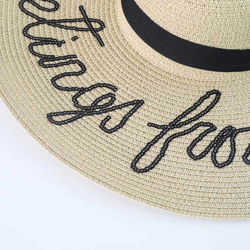 Шляпа от солнца не беспокоить письмо широкие полями летние шляпы для женщин анти-УФ складной соломенная шляпа пляж море женские шапки