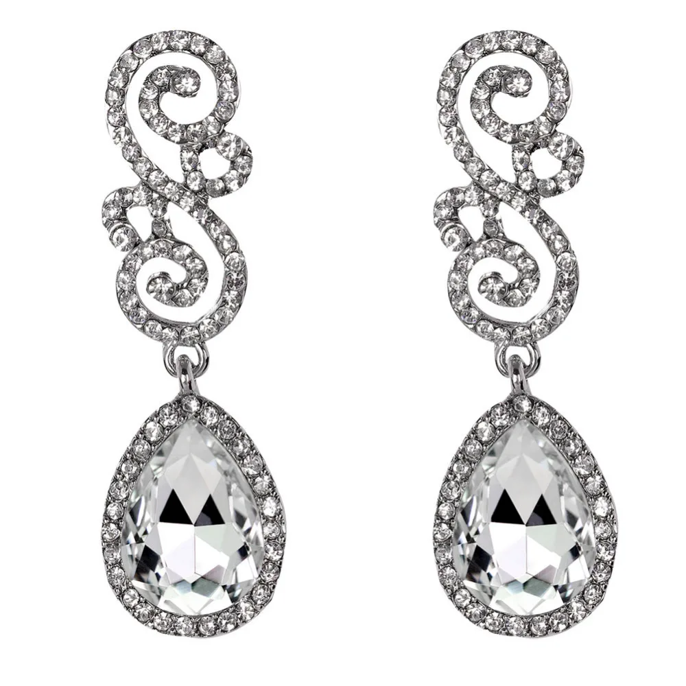 Elegant Sparkly Crystal Tear Drop Earrings Wedding Dangle Earring Women Fashion Jewelry Giftin