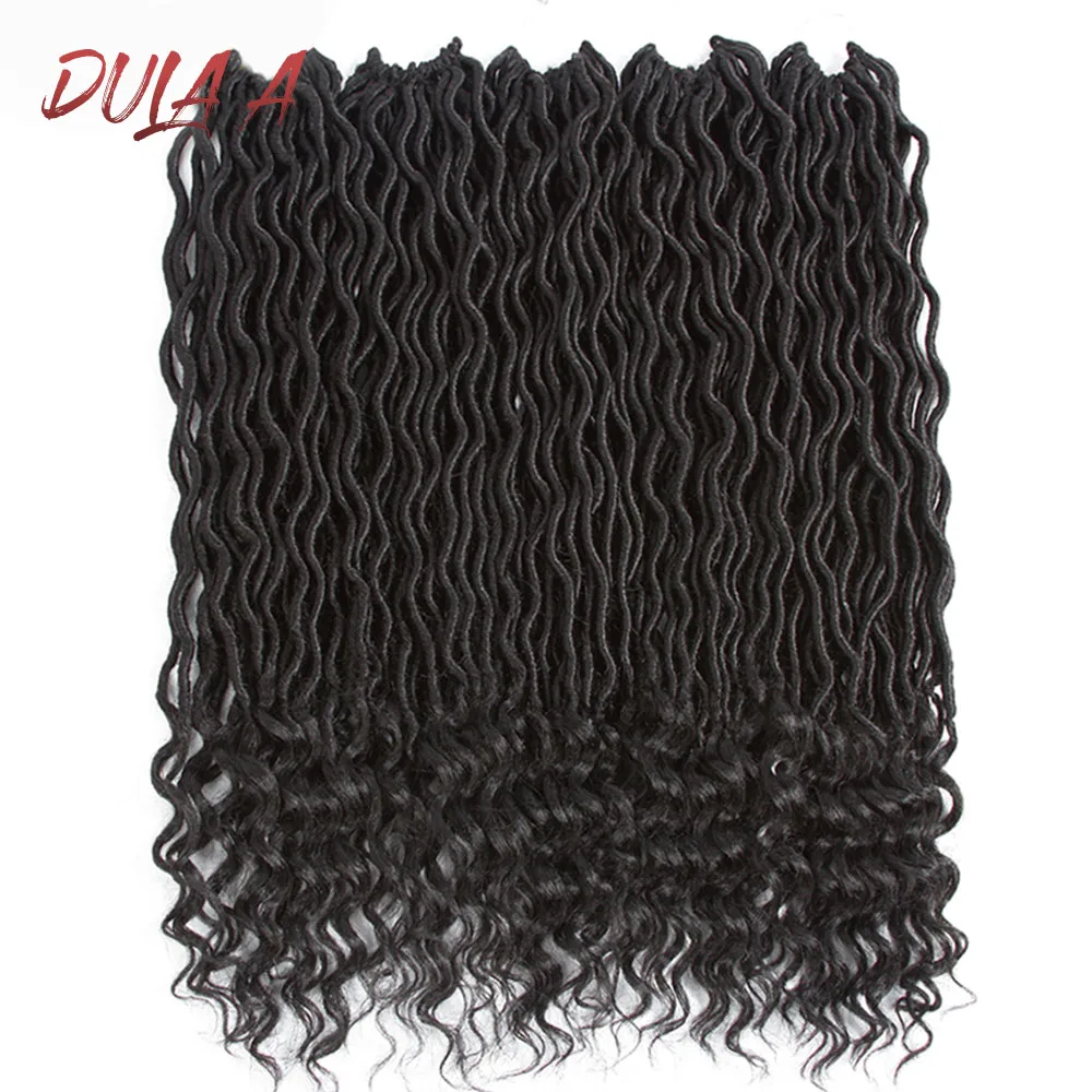 

Dula A Faux Locs Curly Crochet Hair Synthetic Ombre Brown Hair Extensions 18inches 24stands Braiding Hair Extensions