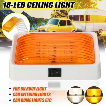 

24 LED 12V Roof Ceiling Interior Reading Dome Light For Camper Car RV Boat Trailer Porch Light Rectangle Clear Amber