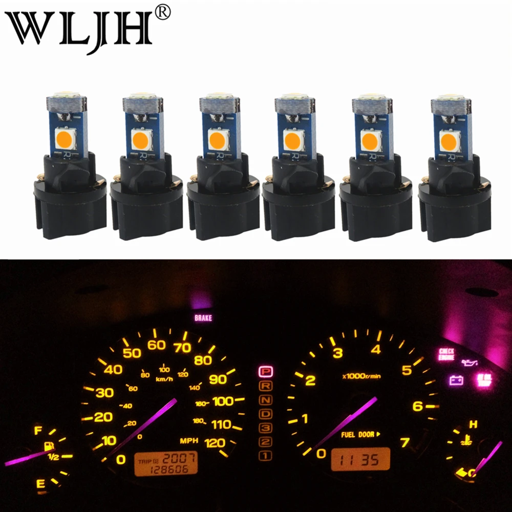 WLJH 6x Canbus PC74 T5 светодиодный светильник розетка 74 73 2721 лампа приборной панели автомобиля Световые индикаторы для Infiniti Nissan - Испускаемый цвет: Цвет: желтый