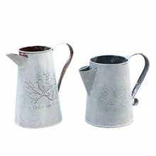 Cubo de flores para riego, jarrones de Metal, Zakka Estilo Vintage, adornos de jardín para el hogar, soporte Artificial para artesanía de Metal Retro