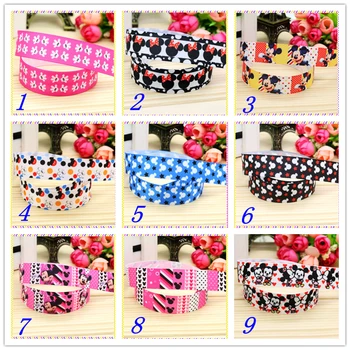 

7/8'' Free shipping mickey minnie cartoon printed grosgrain ribbon hairbow headwear party decoration diy wholesale OEM 22mm D296
