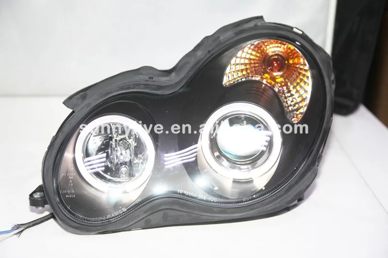 Для benz 2000-2007 год W203 C63 C200 C230 C280 C300 LED Ангельские глазки светодиодные фары автомобиля Черный Корпус sn
