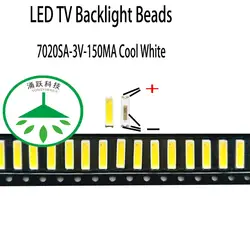 YONGYUEKEJI 100 шт./лот новый smd led 7020 3 в 150ma лампы бусины холодный белый для ремонта led lcd ТВ ПОДСВЕТКА бар и полоса Горячая