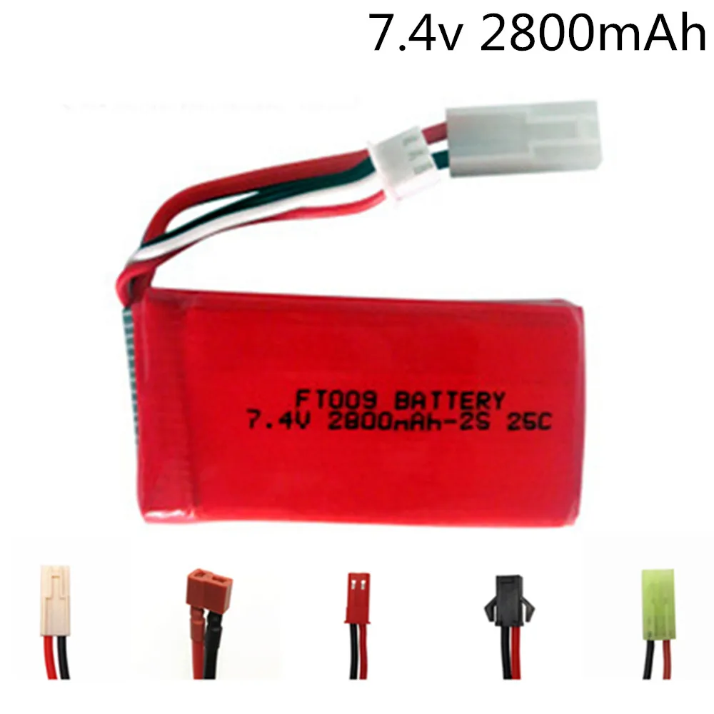 7,4 V 2800mAh 25C перезаряжаемая Li-po батарея для Feilun FT009 RC лодка запасные части с SM, JST, EL 2 P, Banana, T вилкой